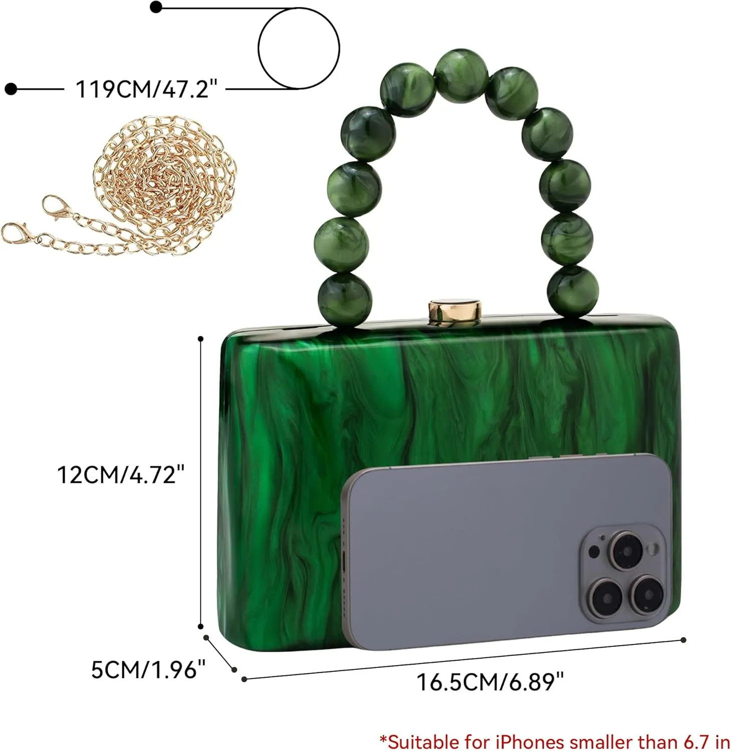 Acrylic Purses Evening Clutch Bag Marbling Handbags for Women Cross Body Bag with Pearl Chain Formal Wedding Prom Party