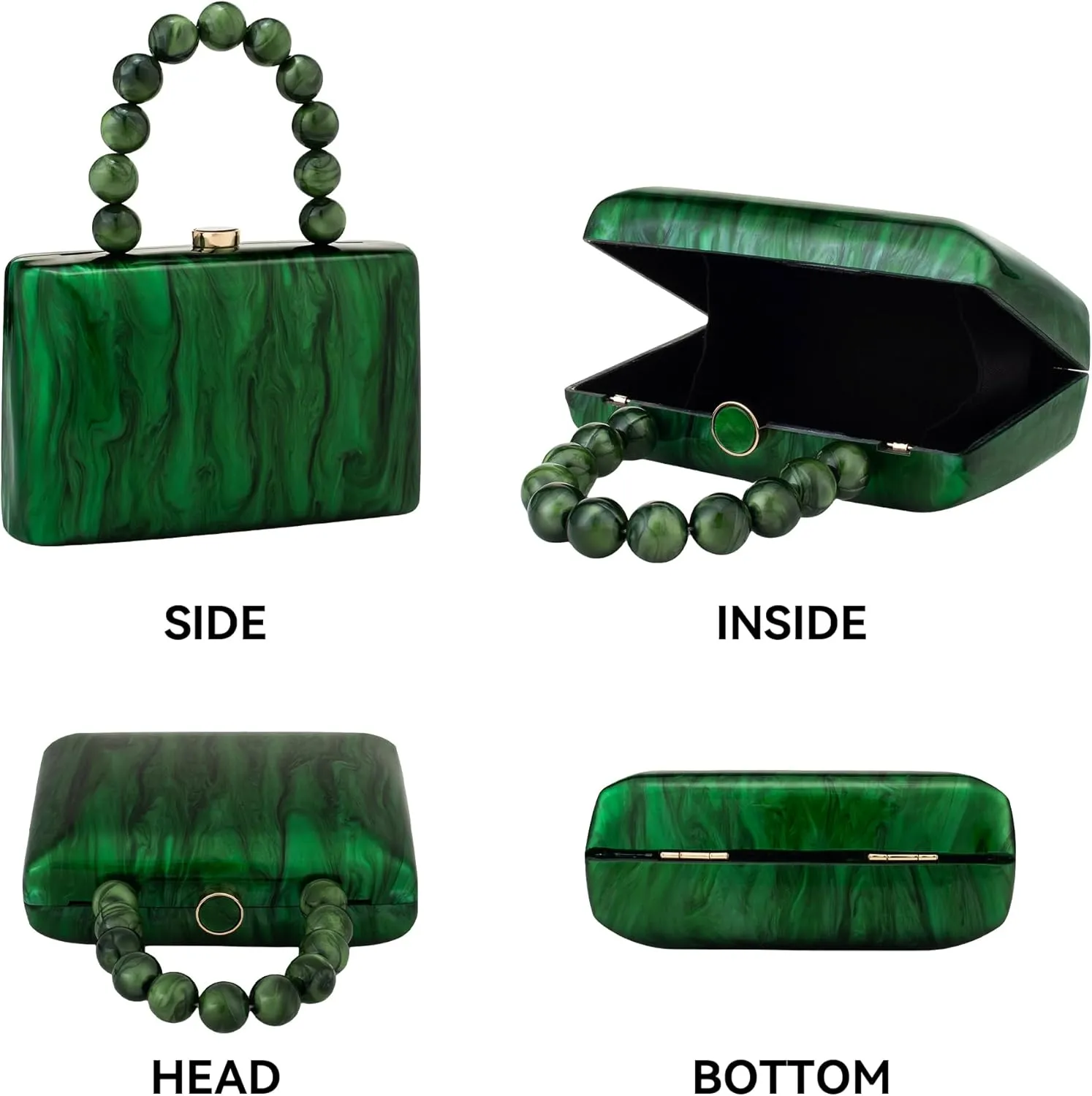 Acrylic Purses Evening Clutch Bag Marbling Handbags for Women Cross Body Bag with Pearl Chain Formal Wedding Prom Party