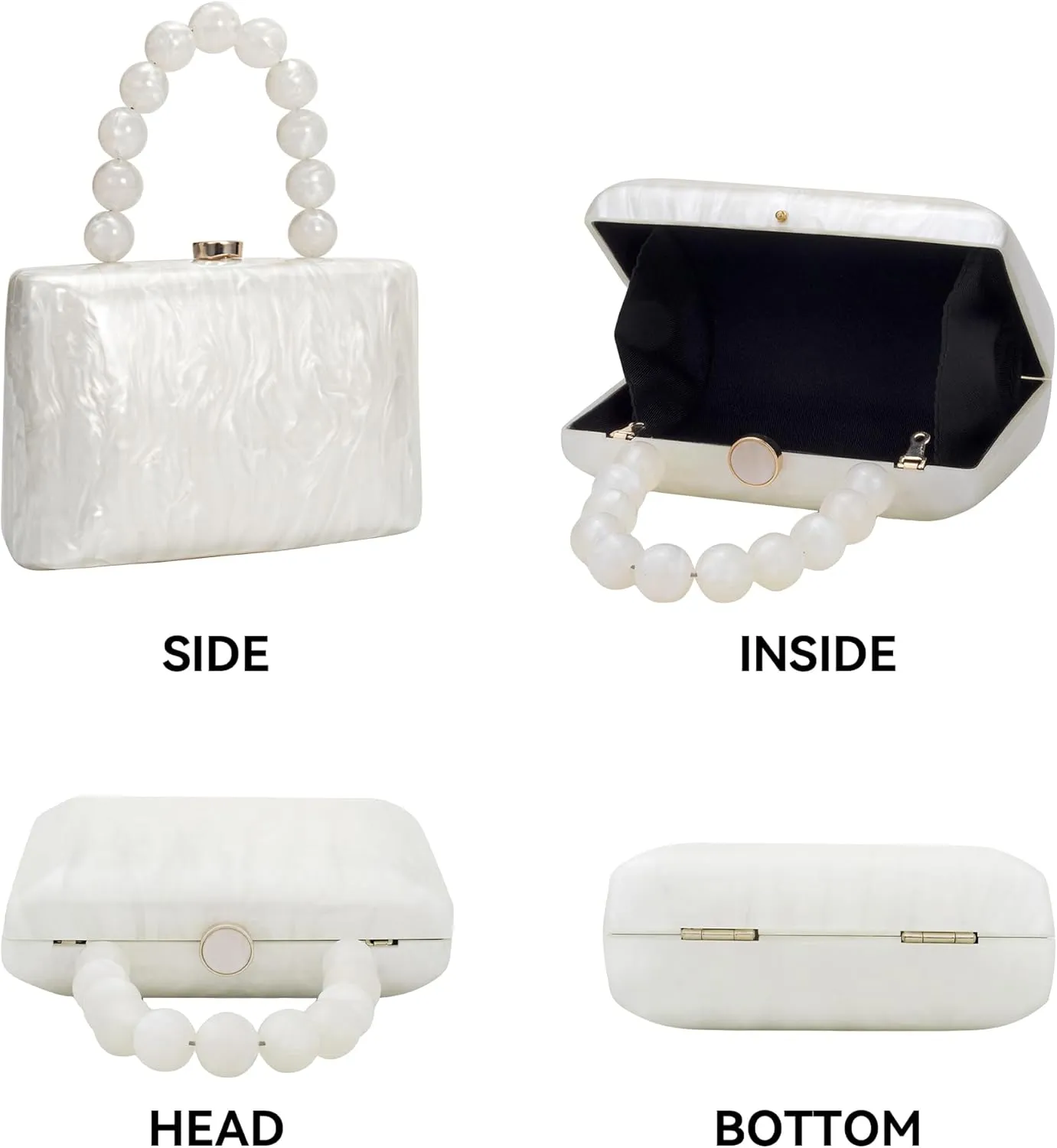 Acrylic Purses Evening Clutch Bag Marbling Handbags for Women Cross Body Bag with Pearl Chain Formal Wedding Prom Party