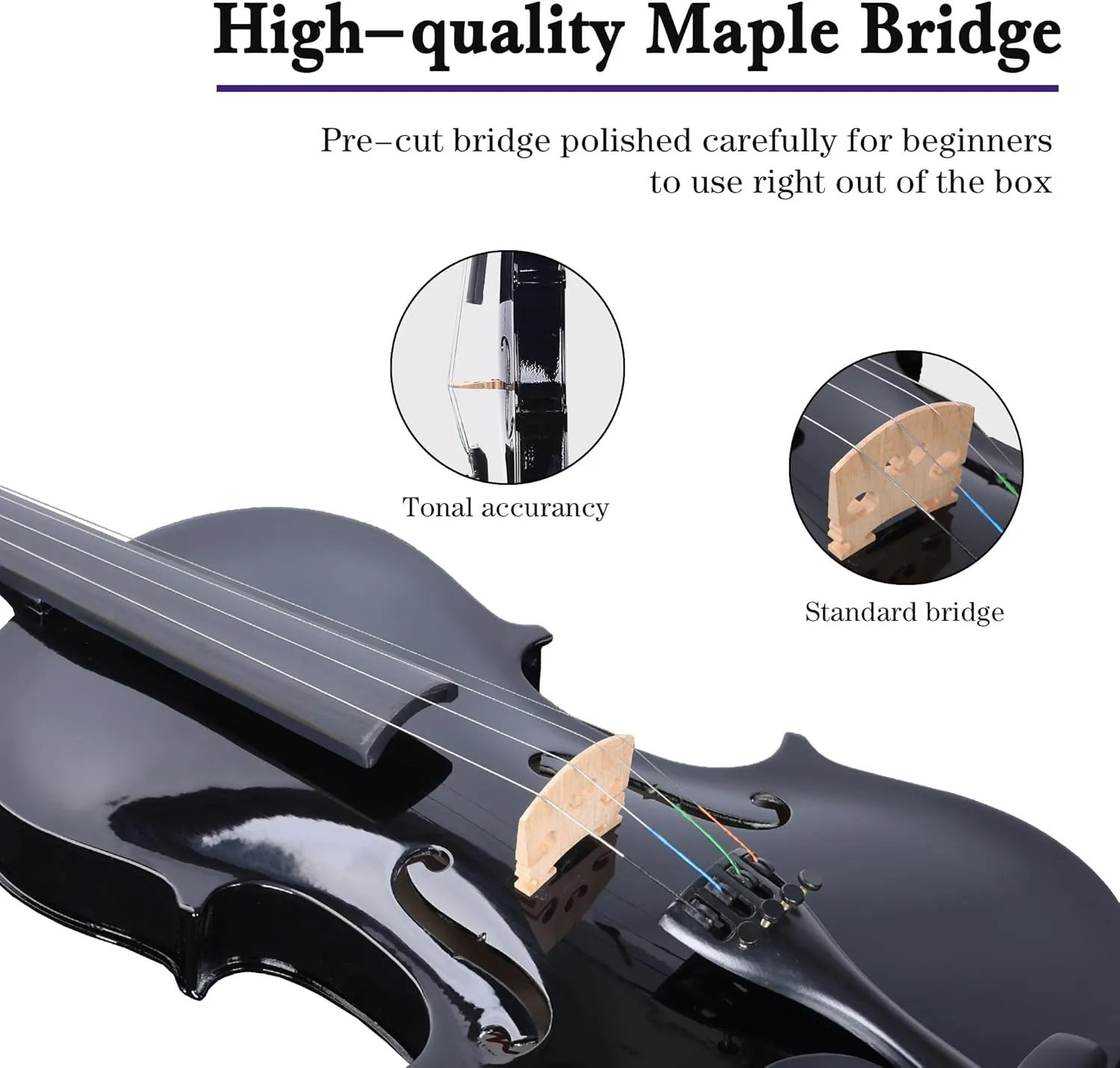 ADM Acoustic Violin for Kids Beginners,1/4 Size Acoustic Violin Fiddle for Teens Students Violin Starter Kit with Hard Case, Rosin, Shoulder Rest, Bow, Violin Music Stand and Strings,Black