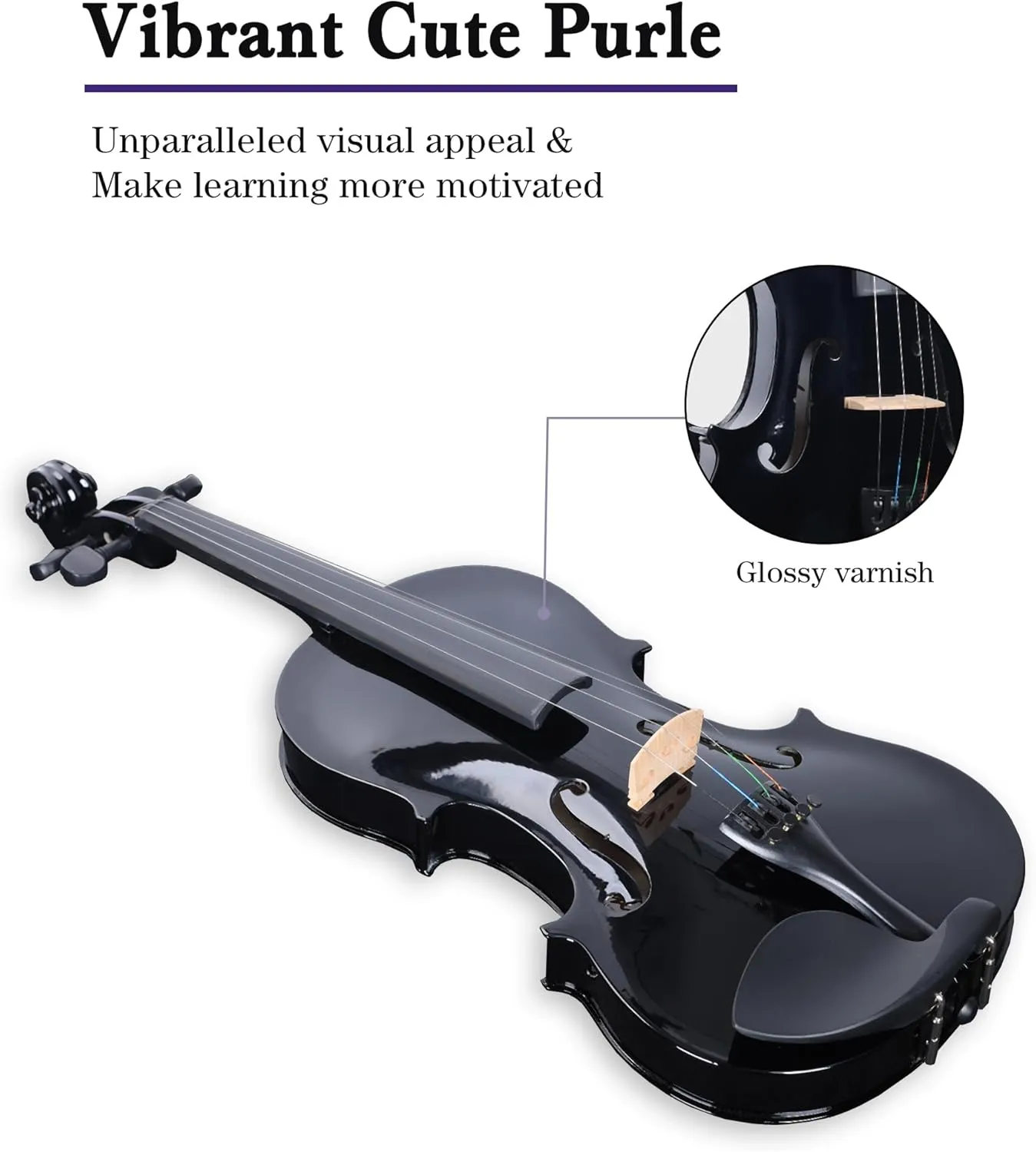 ADM Acoustic Violin for Kids Beginners,1/4 Size Acoustic Violin Fiddle for Teens Students Violin Starter Kit with Hard Case, Rosin, Shoulder Rest, Bow, Violin Music Stand and Strings,Black