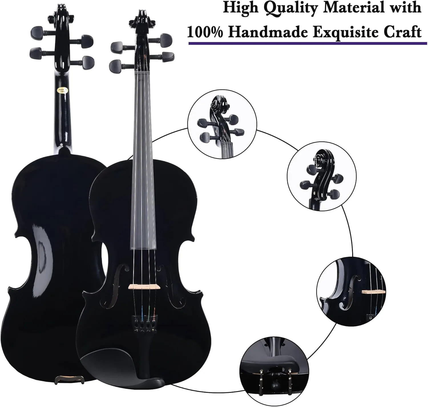 ADM Acoustic Violin for Kids Beginners,1/4 Size Acoustic Violin Fiddle for Teens Students Violin Starter Kit with Hard Case, Rosin, Shoulder Rest, Bow, Violin Music Stand and Strings,Black