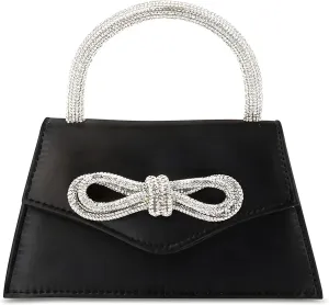 AFB Women's Rhinestone Bow Satin Handbags Evening Clutch Purses Shoulder Crossbody Bag for Party Wedding Prom
