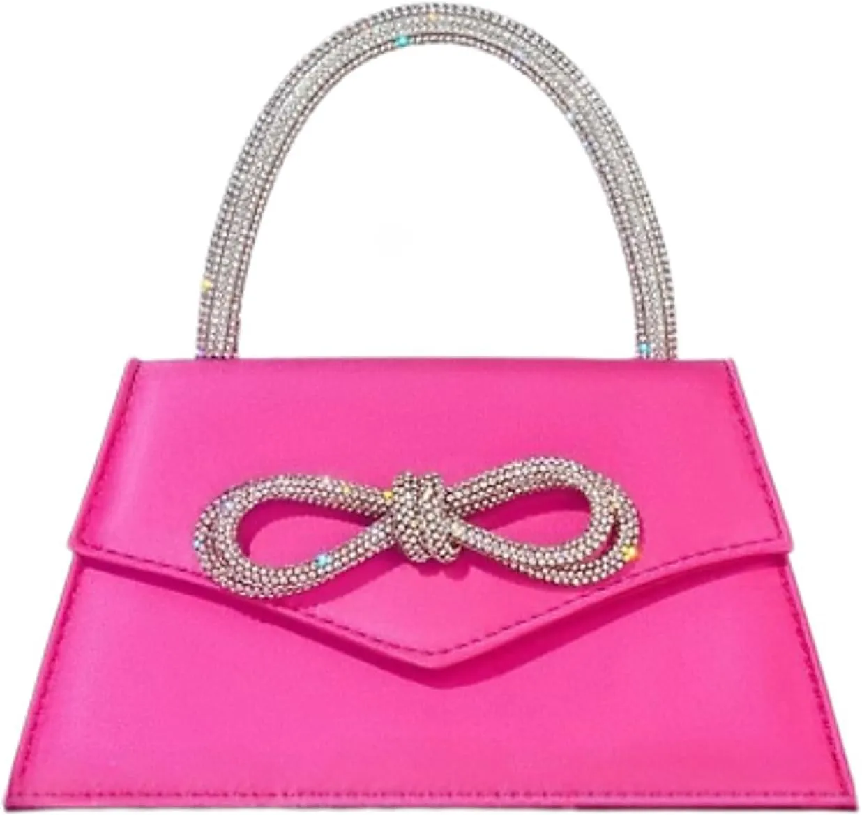 AFB Women's Rhinestone Bow Satin Handbags Evening Clutch Purses Shoulder Crossbody Bag for Party Wedding Prom
