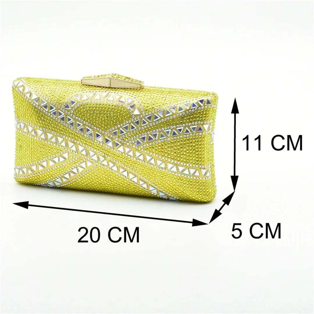 African Inspired Rhinestone Wedding Shoes Set with Crystal Clutch Bag Womens Luxury Banquet Party Heels