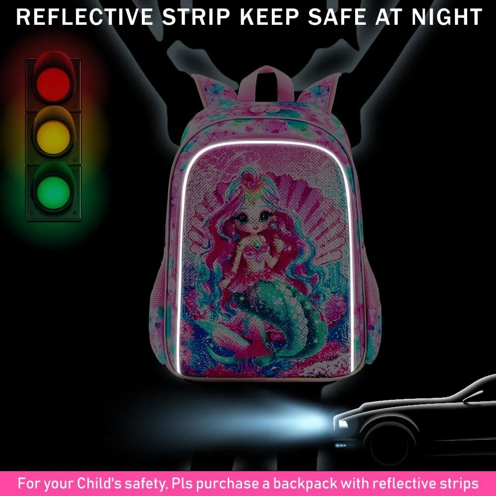 AGSDON 3PCS Backpacks for Kids, 16" Little Kid Preschool School Bookbag and Lunch Box - Unicorn/Mermaid/Flamingo/Dinosaur