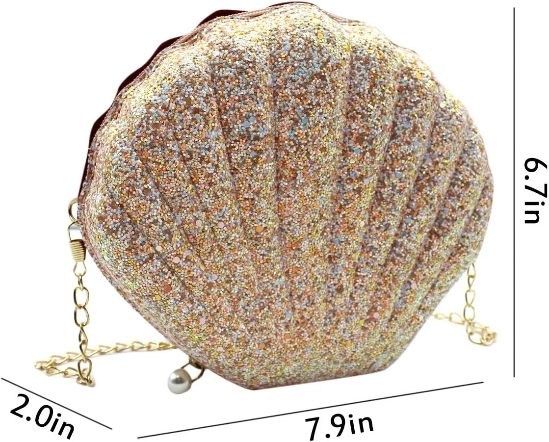 AIBEARTY Cute Seashell Shape Crossbody Purse Small Shoulder Bag with Chain for Women Little Girls
