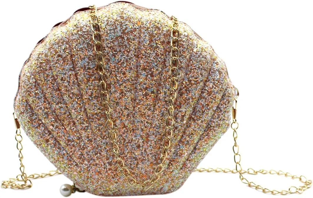 AIBEARTY Cute Seashell Shape Crossbody Purse Small Shoulder Bag with Chain for Women Little Girls