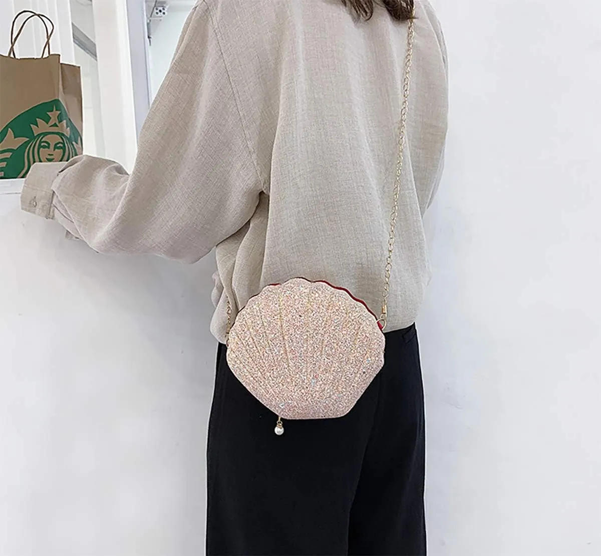 AIBEARTY Cute Seashell Shape Crossbody Purse Small Shoulder Bag with Chain for Women Little Girls