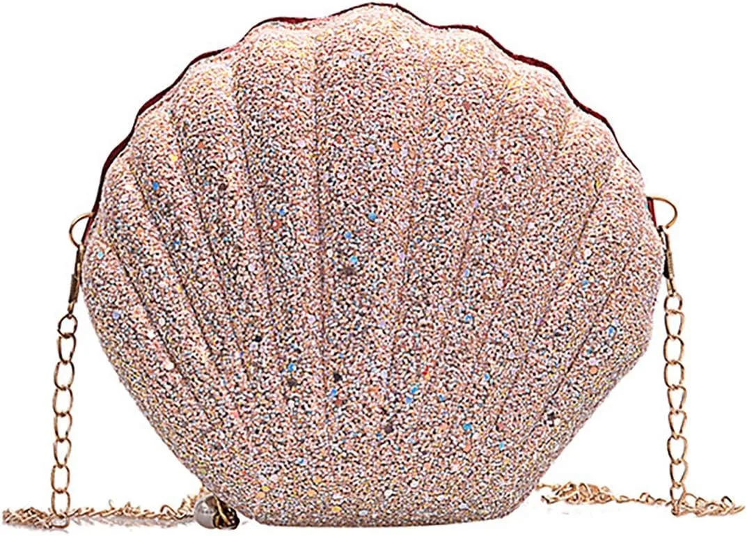 AIBEARTY Cute Seashell Shape Crossbody Purse Small Shoulder Bag with Chain for Women Little Girls