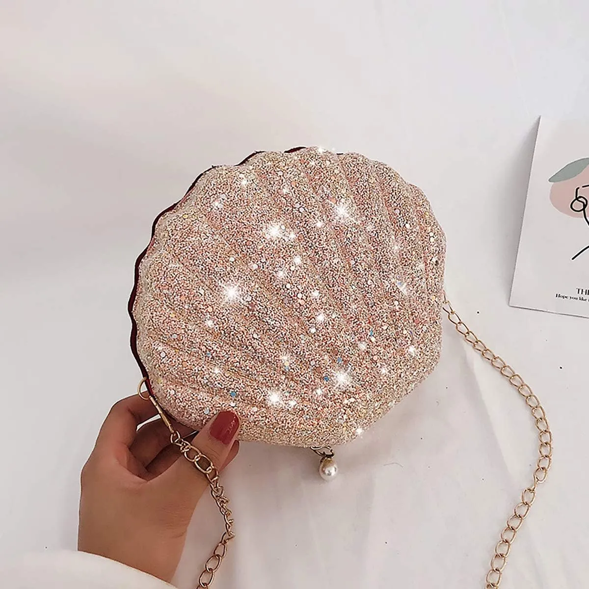AIBEARTY Cute Seashell Shape Crossbody Purse Small Shoulder Bag with Chain for Women Little Girls