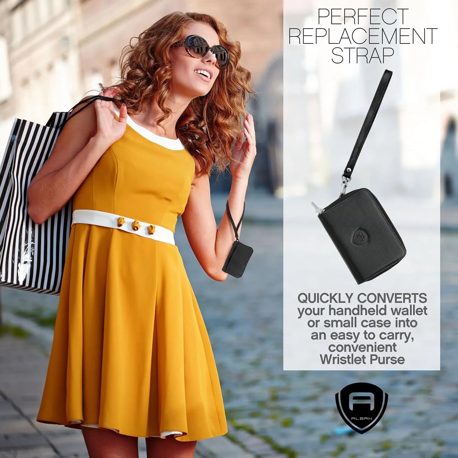 Alban Leather Wrist Strap for Wallet, Clutch, Keys, Wristlet Purse, Keychain for Women and Men