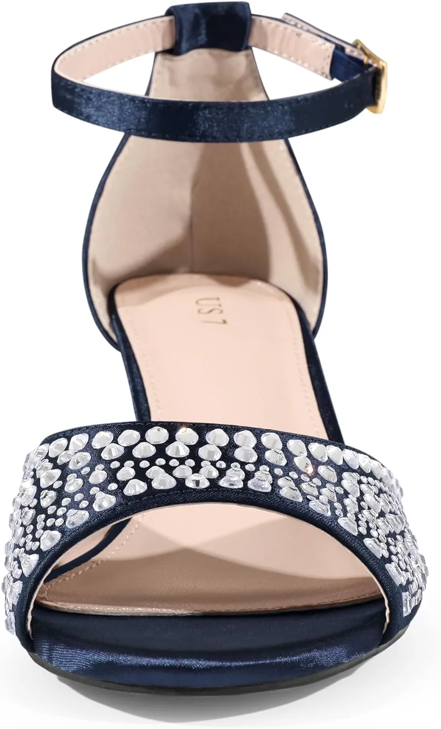Allegra K Women's Rhinestone Satin Ankle Strap Kitten Heels Sandals