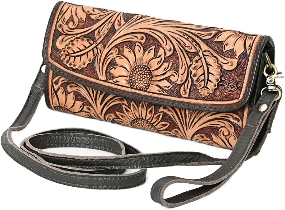 American Darling Clutch Hand Tooled Genuine Leather Western Women Bag Handbag Purse | Leather Clutch Bag | Clutch Purses for Women | Cute Clutch Bag | Clutch Purse
