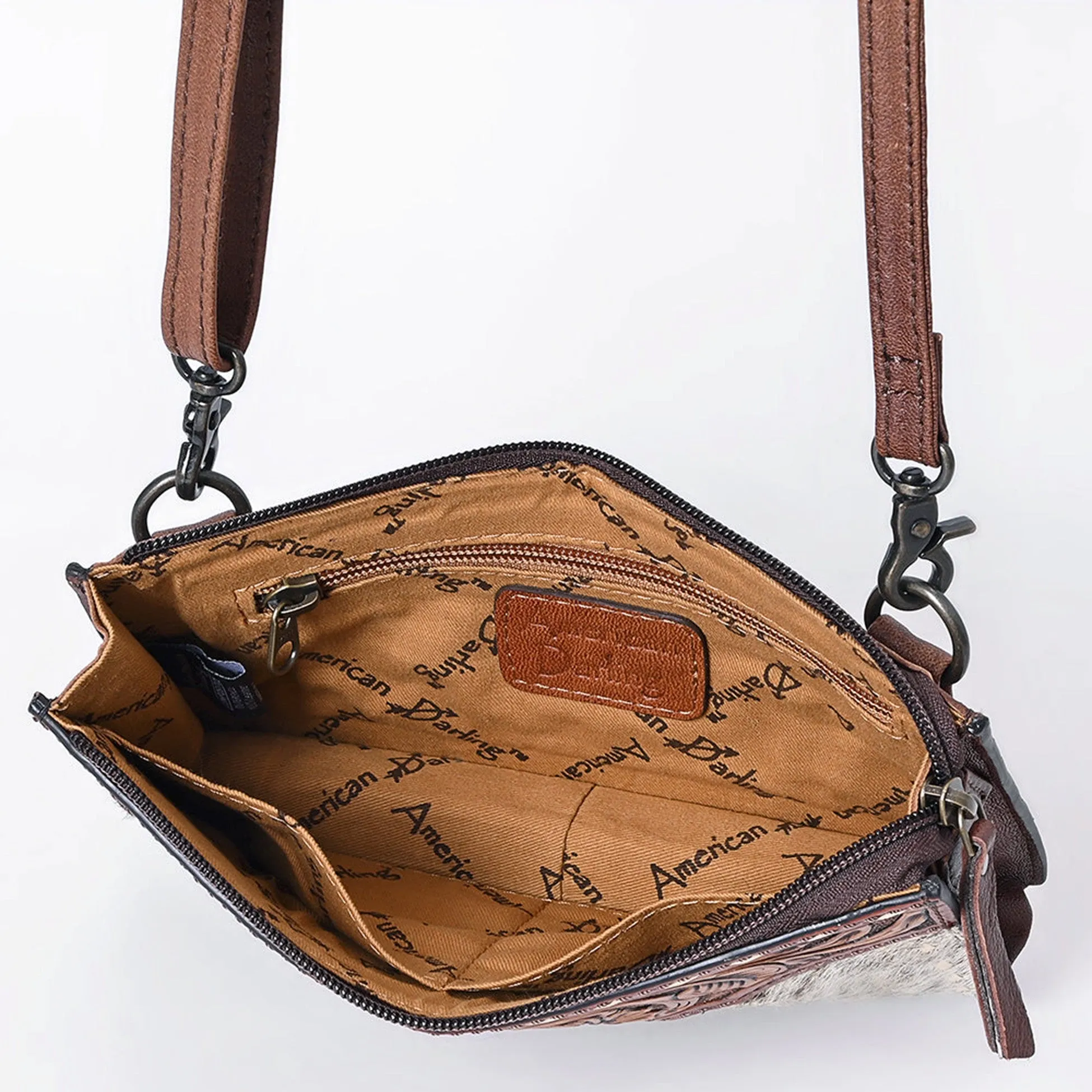 American Darling Hair On with Tooled Yoke Crossbody Bag