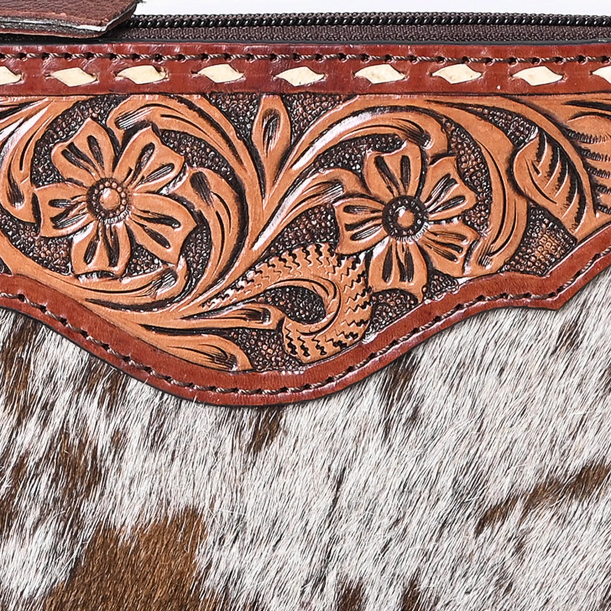 American Darling Hair On with Tooled Yoke Crossbody Bag