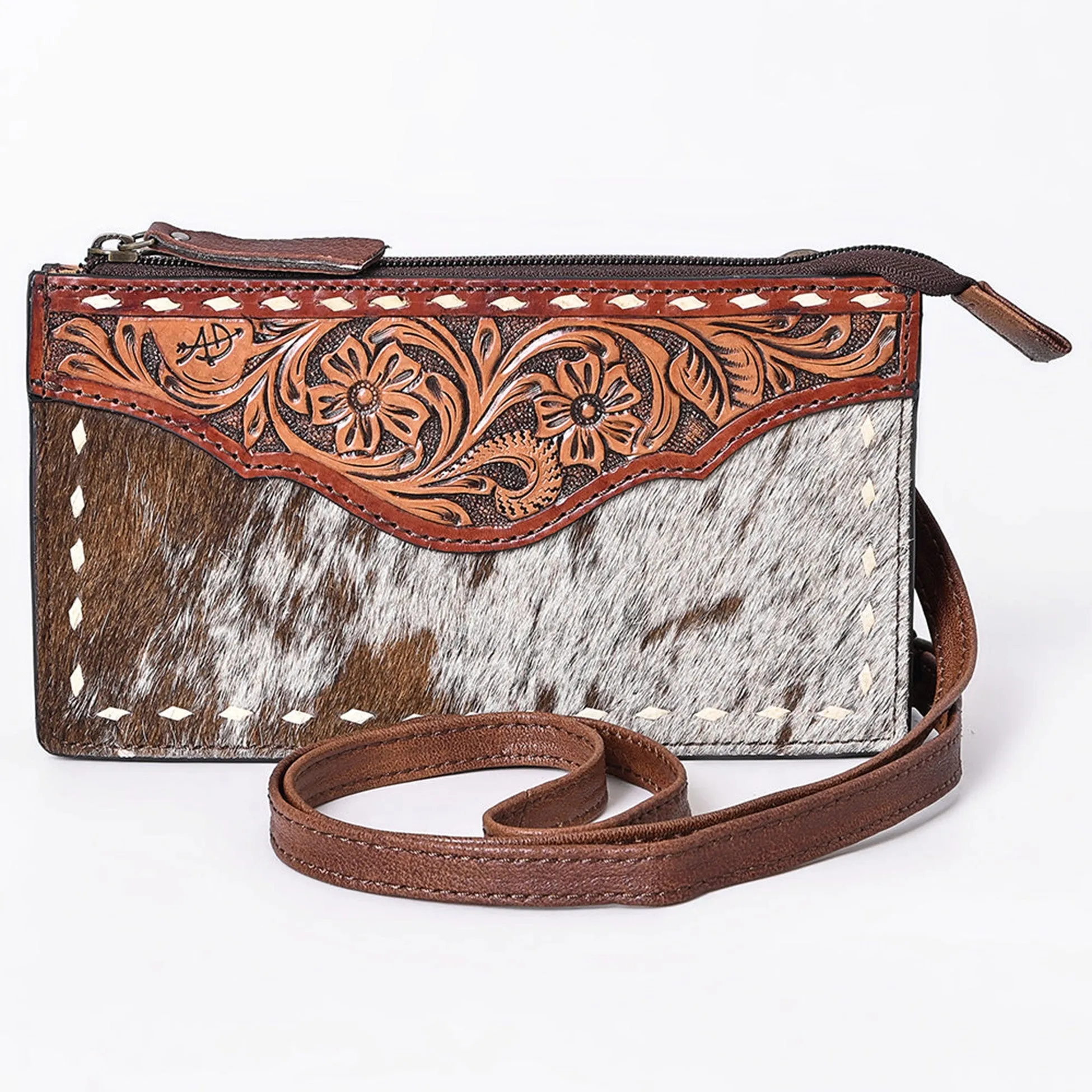 American Darling Hair On with Tooled Yoke Crossbody Bag