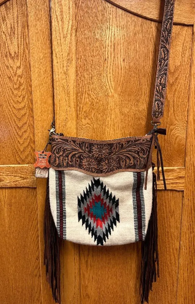 American Darling Leather Large Cross Body Fringe Purse