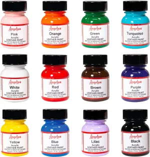 Angelus Acrylic Leather Paint, Best Sellers Kit, Flexible Paint For Shoes, Sneakers, Leather, Canvas, Furniture, and More - 12 Colors (1 oz Each)