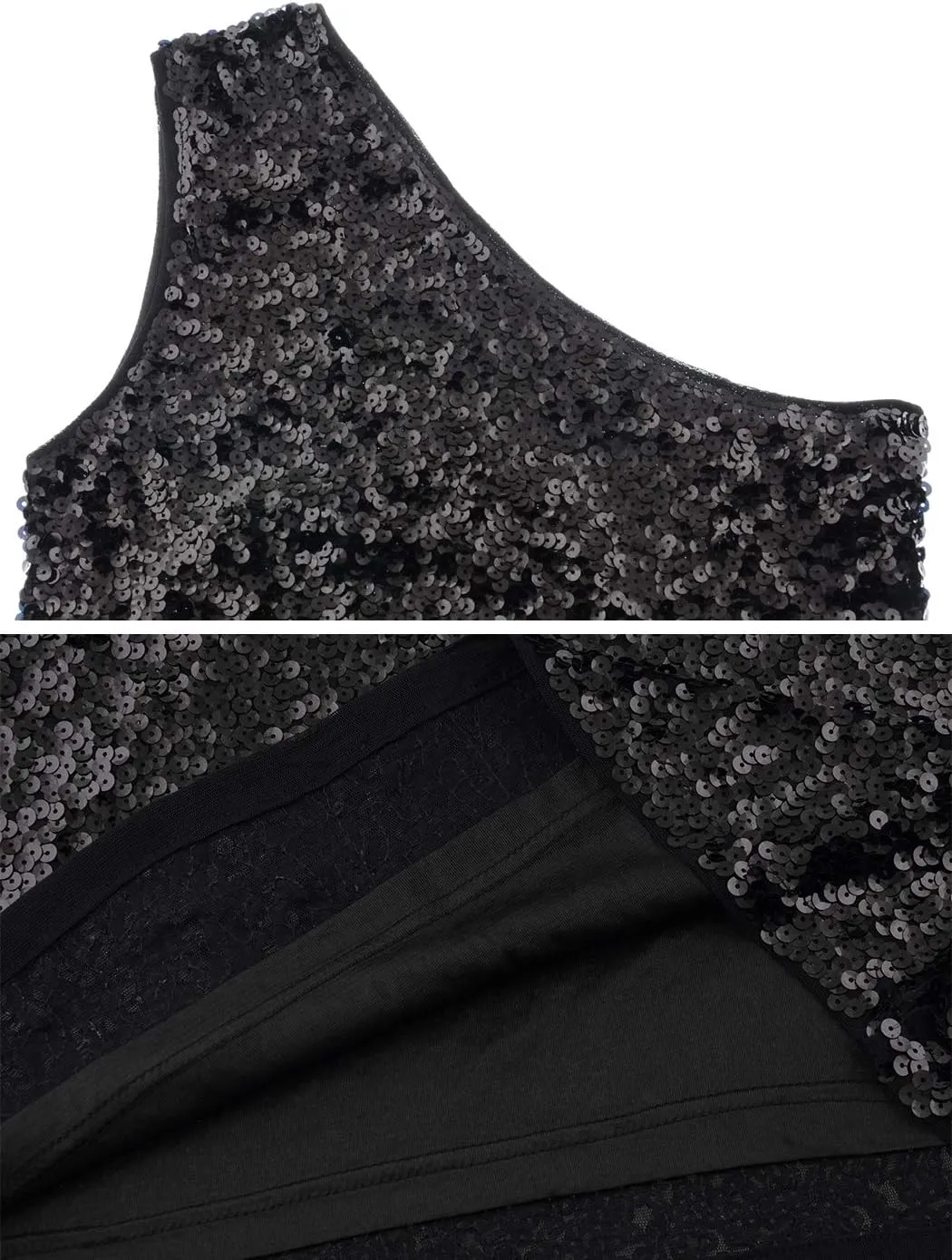 Anna-Kaci Women's One Shoulder Sparkle Sequin Stretchy Cocktail Club Mini Dress