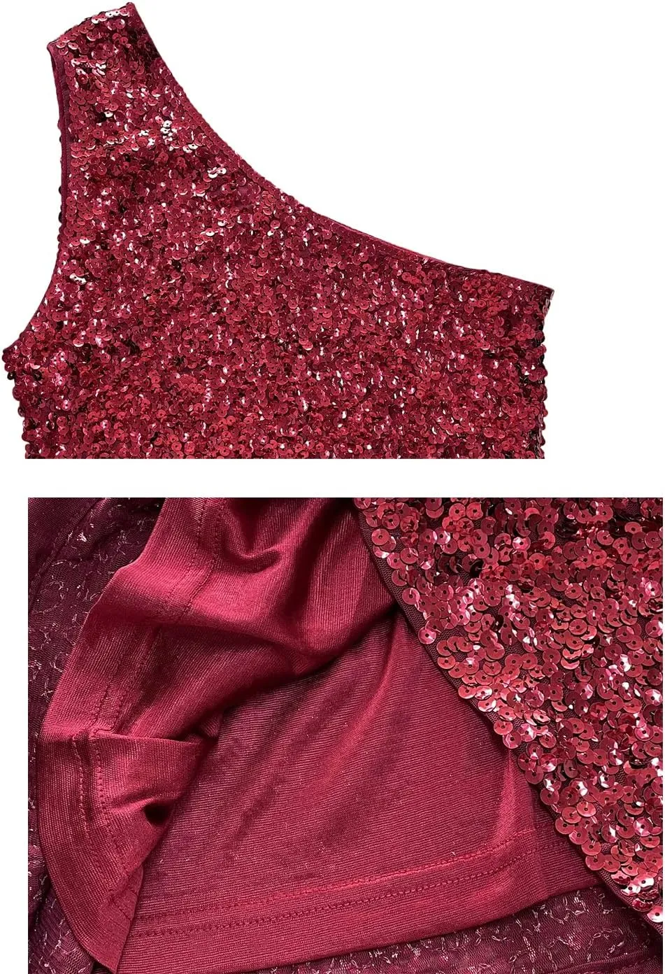 Anna-Kaci Women's One Shoulder Sparkle Sequin Stretchy Cocktail Club Mini Dress