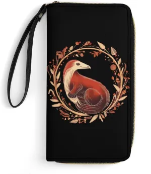 Anteater Print Long Wallets PU Leather Bifold Wallet Portable Card Holder Purse with Hand Strap