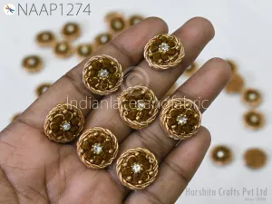 Antique Gold 100 Tiny Appliques 1.5 cm | Rhinestone Patch Embellishment Sew on Embroidered Appliques DIY Crafts Accessories Bridal Headband