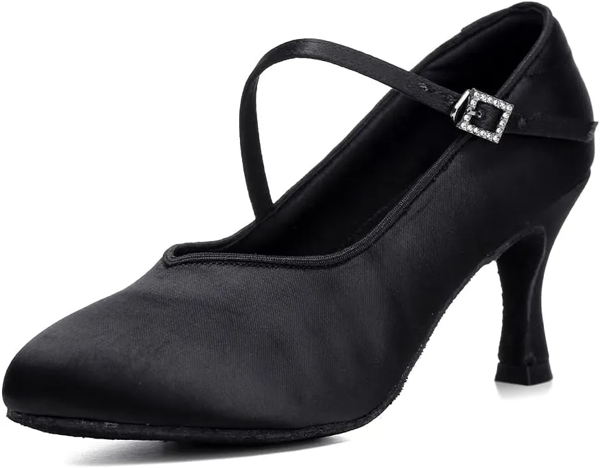 AOQUNFS Ballroom Dance Shoes Women Closed Toe Salsa Latin Dance Shoes,Model 3525