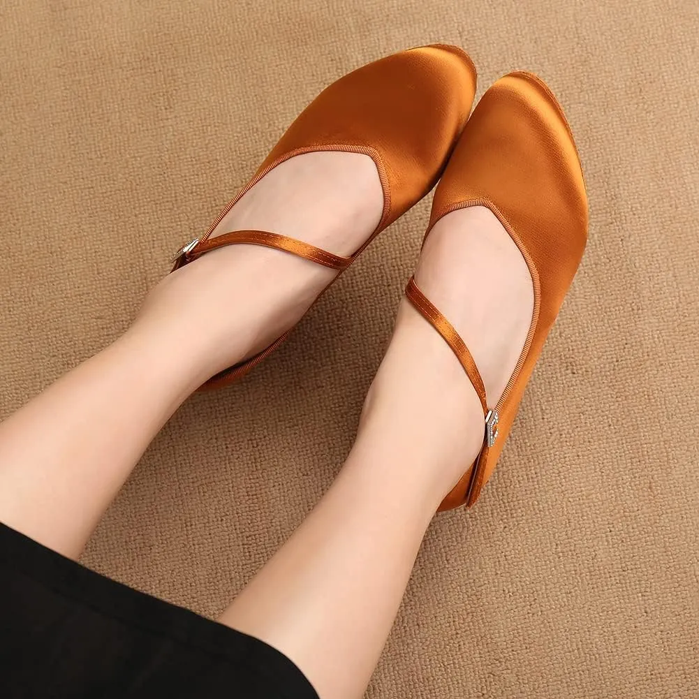 AOQUNFS Ballroom Dance Shoes Women Closed Toe Salsa Latin Dance Shoes,Model 3525