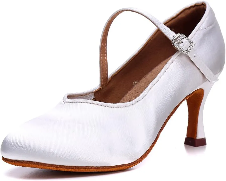 AOQUNFS Ballroom Dance Shoes Women Closed Toe Salsa Latin Dance Shoes,Model 3525