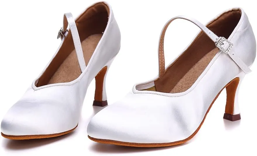AOQUNFS Ballroom Dance Shoes Women Closed Toe Salsa Latin Dance Shoes,Model 3525