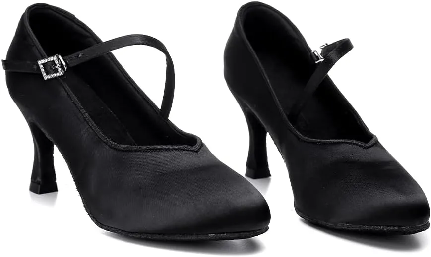 AOQUNFS Ballroom Dance Shoes Women Closed Toe Salsa Latin Dance Shoes,Model 3525