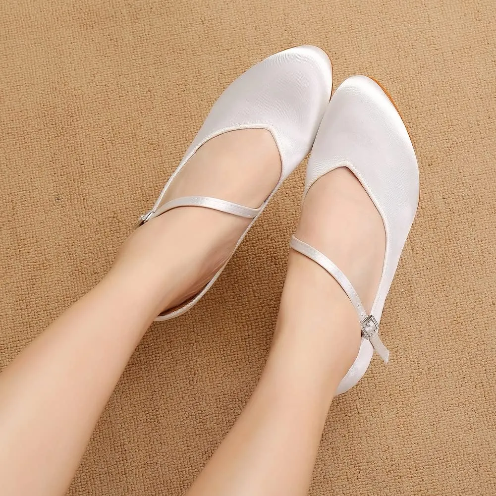 AOQUNFS Ballroom Dance Shoes Women Closed Toe Salsa Latin Dance Shoes,Model 3525
