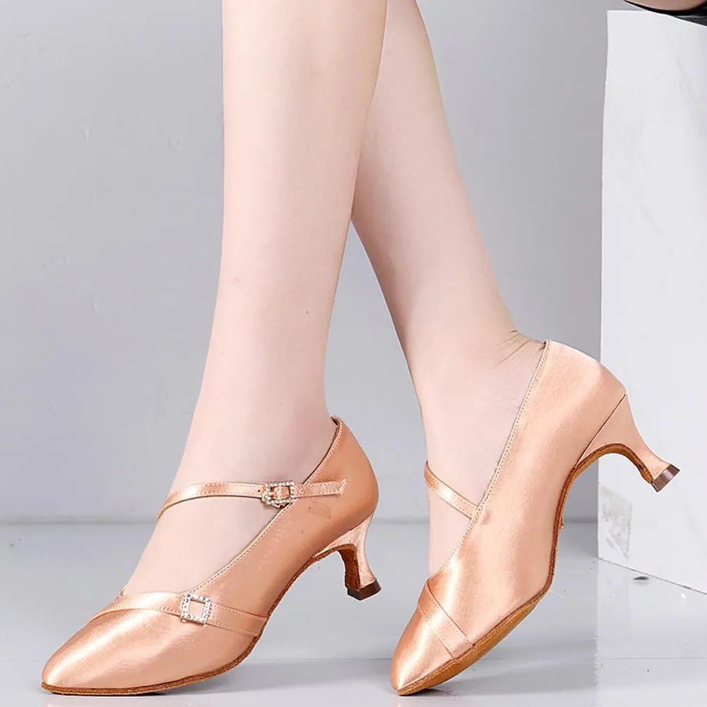 AOQUNFS Ballroom Dance Shoes Women Closed Toe Walts Salsa Latin Dance Shoes