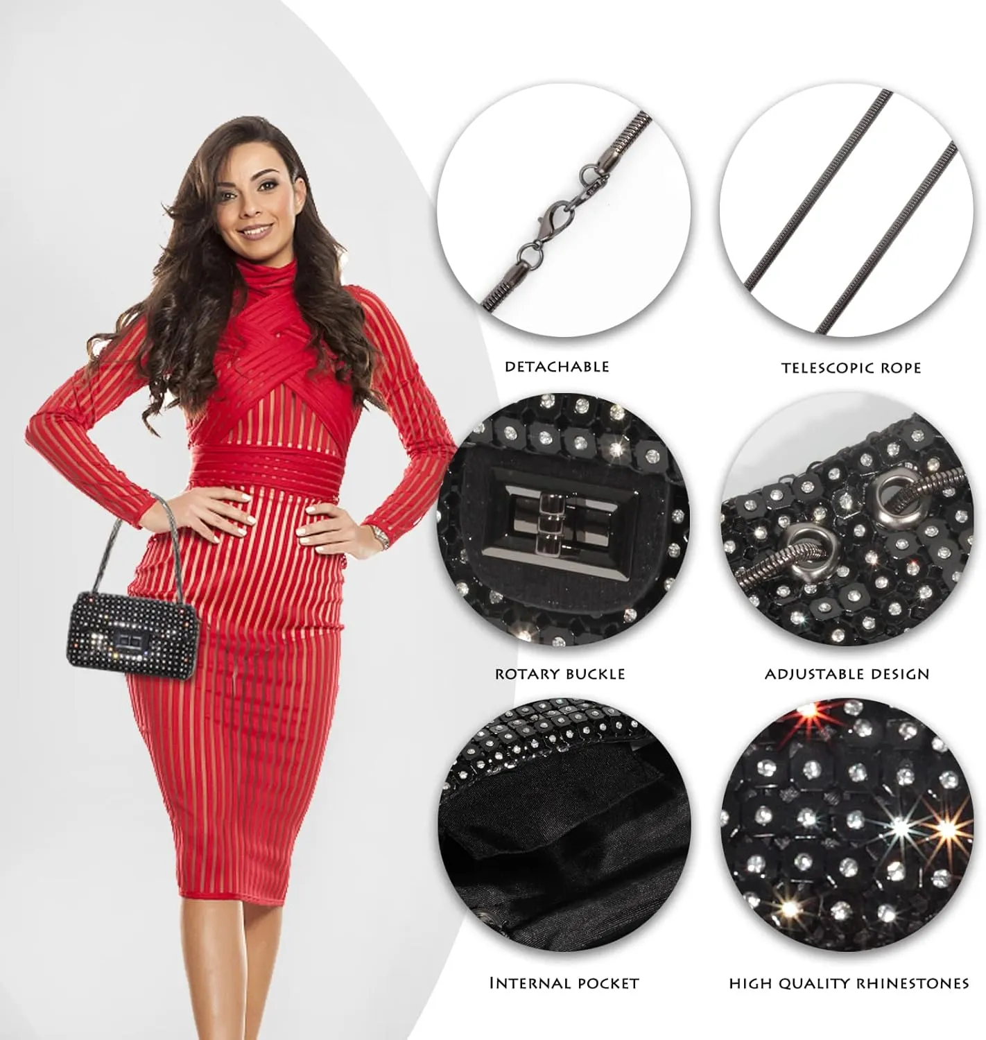 AOYUNHUI Hand Bags Purses for Women Rhinestone Bag Clutch Purses Party Wedding