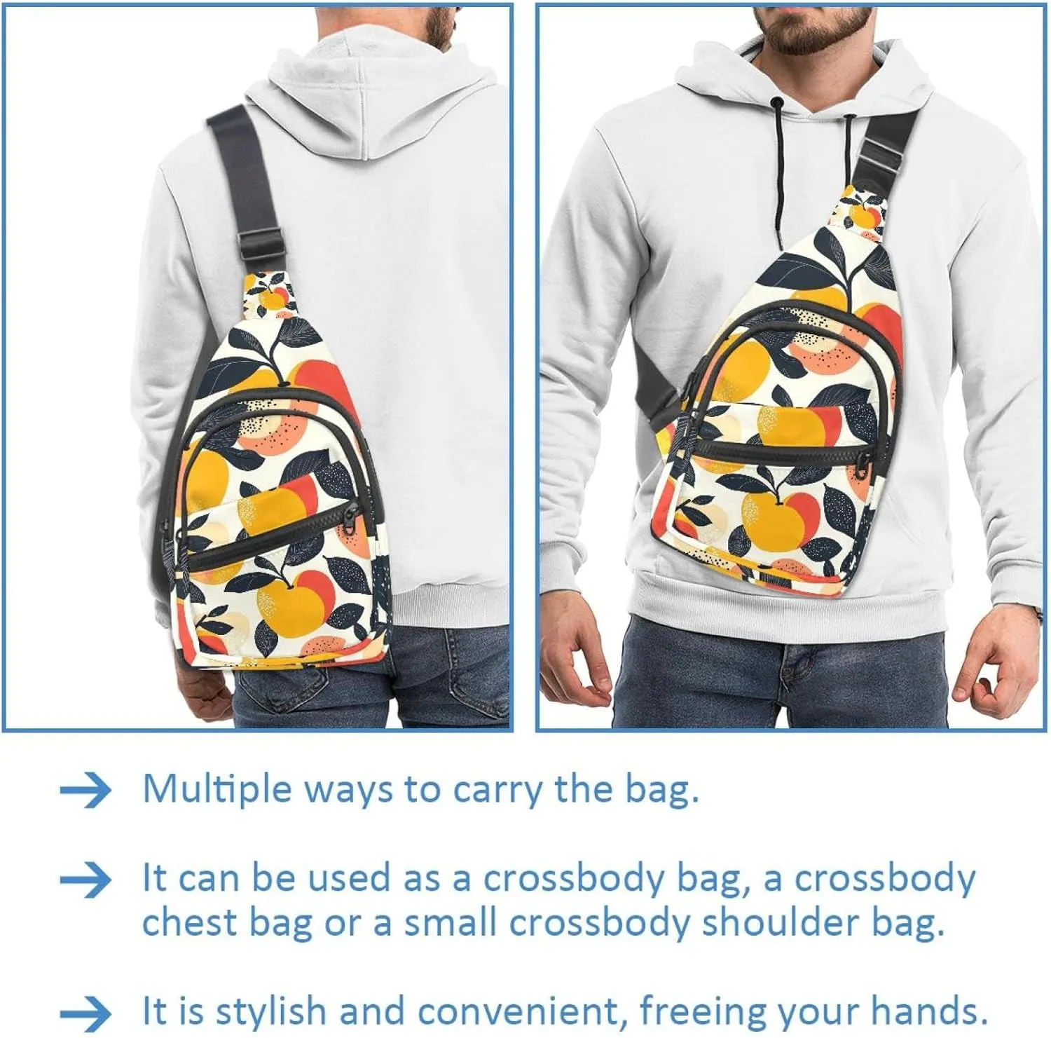Apple fruit Sling Bag, Crossbody Sling Backpack Travel Hiking Chest Bag Daypack for Purses Shoulder Bag Women Men's