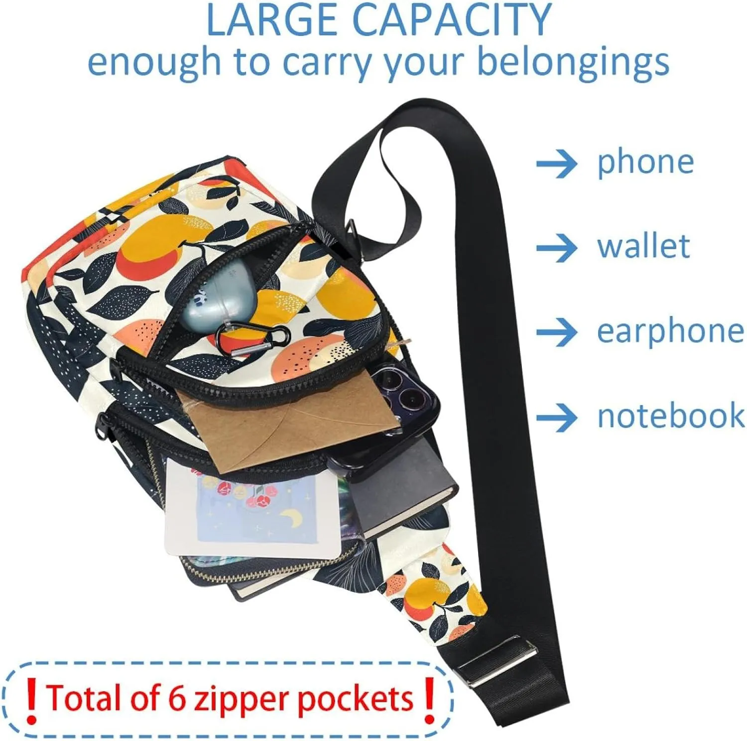 Apple fruit Sling Bag, Crossbody Sling Backpack Travel Hiking Chest Bag Daypack for Purses Shoulder Bag Women Men's