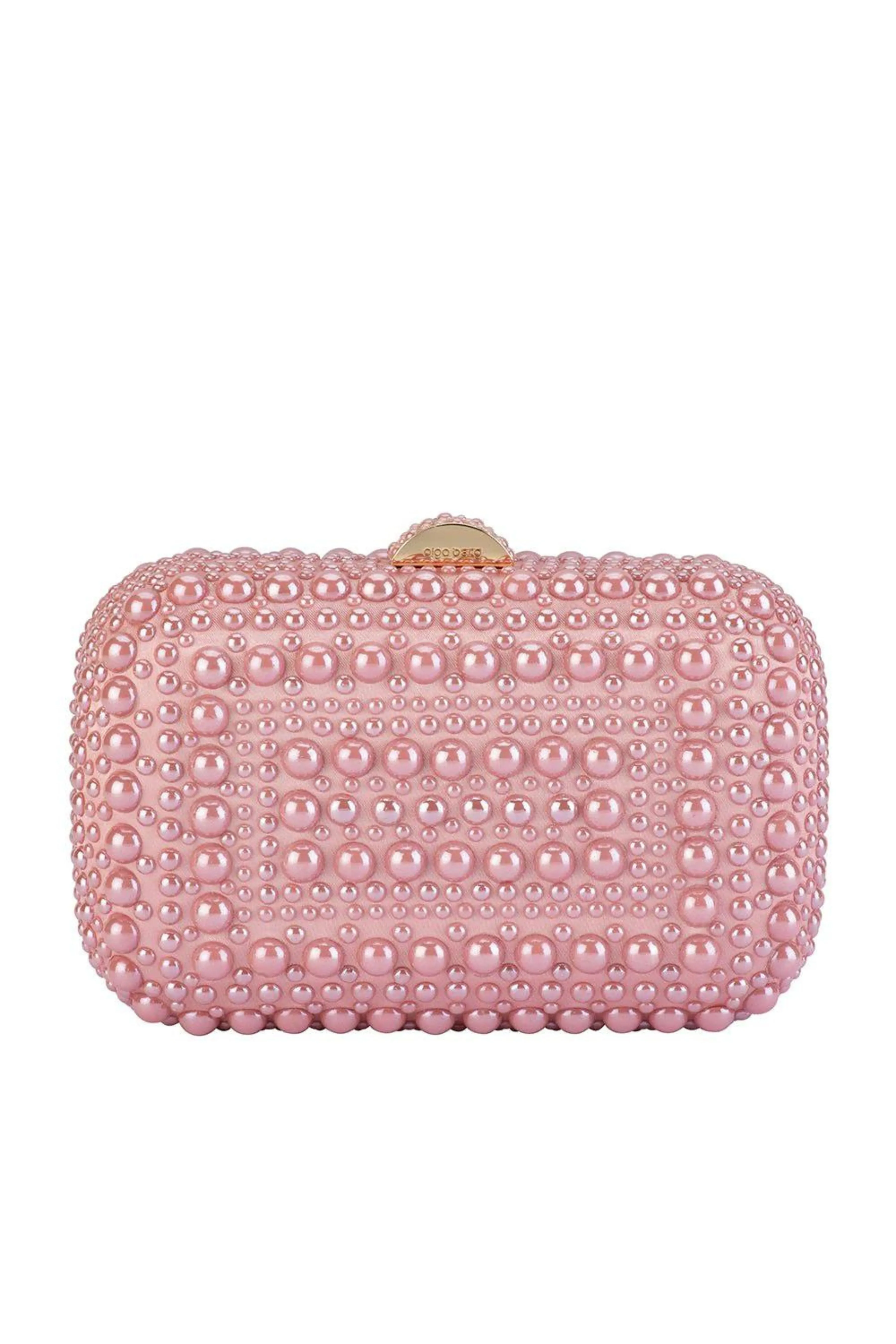 Ari Hotfix Pearl Clutch - Pink