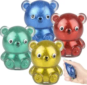 ArtCreativity Squish Gummy Bear, 4 Pcs, Glittery Squeeze Stress Relief for Kids, Fidgeting Anxiety Toys in Assorted Colors, Fidget for Children, Goodie Bag Fillers, Easter Hunt, Party Favors