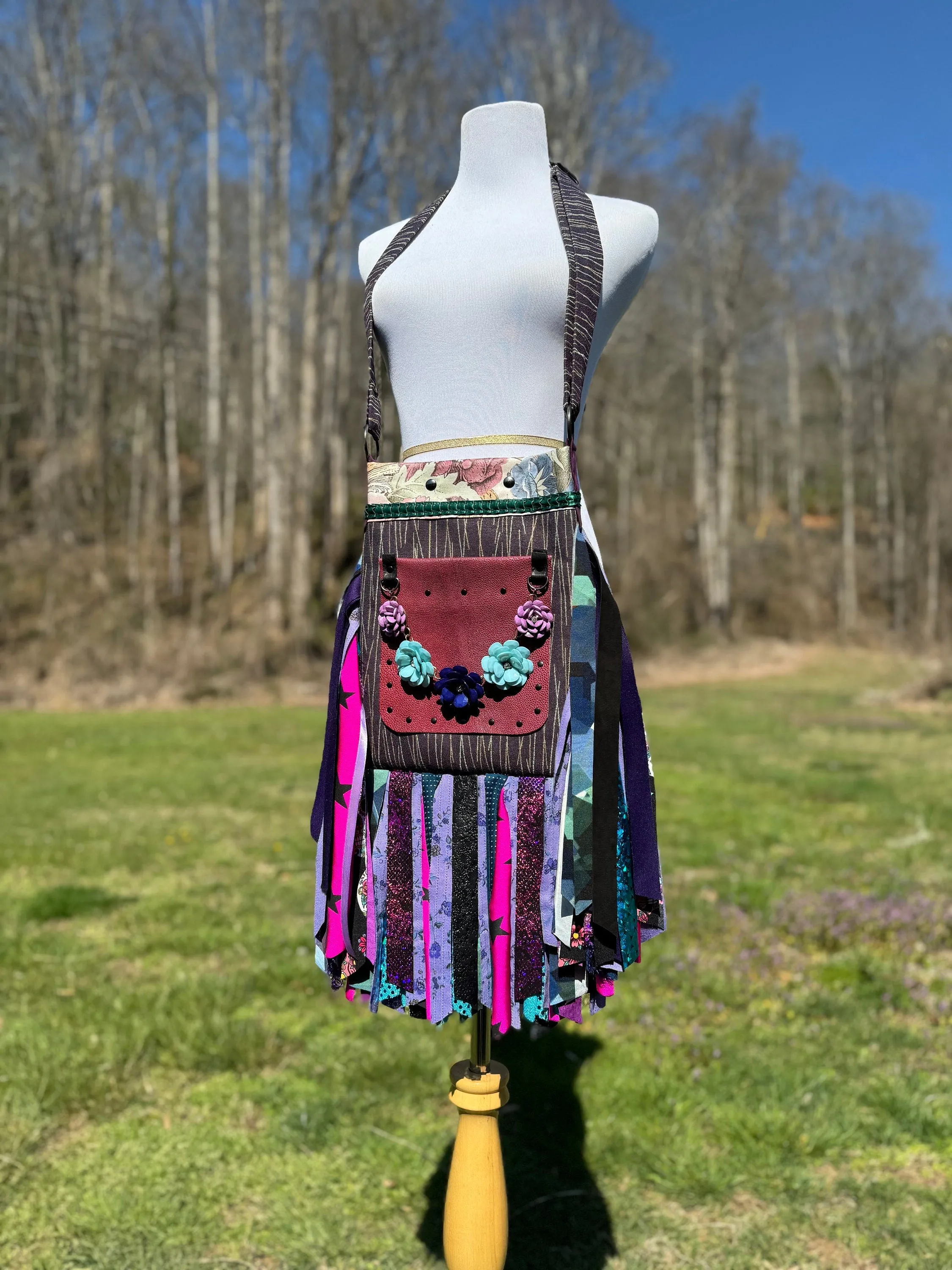Artisan-Made Leather and Jewelry Embellished Bohemian Purse - Stand Out Style!