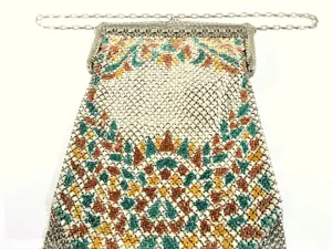 Authentic flapper bags 1920s Mandalian enamel mesh purse flapper themed gifts Lustro Pearl