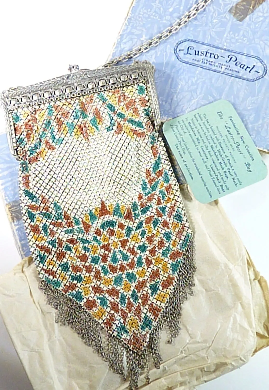 Authentic flapper bags 1920s Mandalian enamel mesh purse flapper themed gifts Lustro Pearl