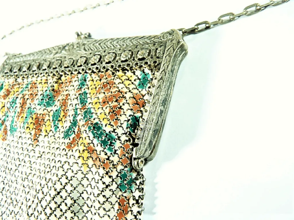 Authentic flapper bags 1920s Mandalian enamel mesh purse flapper themed gifts Lustro Pearl