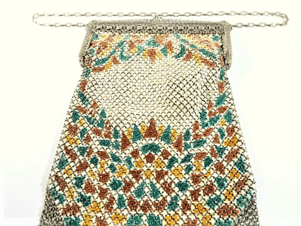 Authentic flapper bags 1920s Mandalian enamel mesh purse flapper themed gifts Lustro Pearl