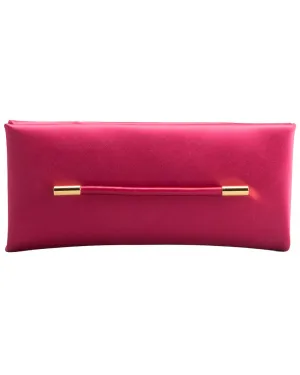 Ava Satin Clutch in Crimson Pink