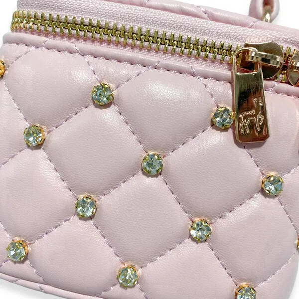 B1341 Embellished Vanity Quilted Purse (5 Colors): DARK PINK