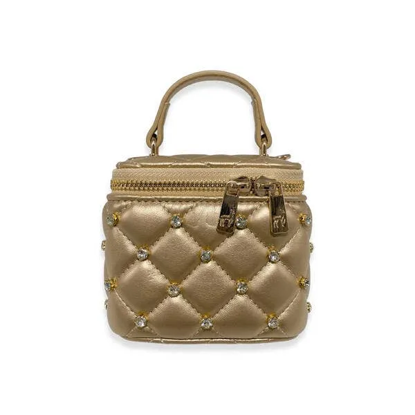 B1341 Embellished Vanity Quilted Purse (5 Colors): DARK PINK