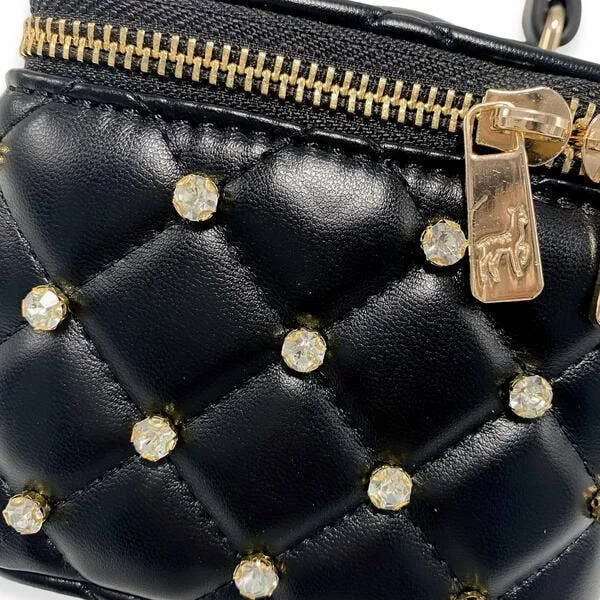 B1341 Embellished Vanity Quilted Purse (5 Colors): DARK PINK