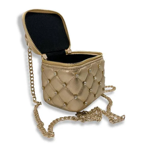 B1341 Embellished Vanity Quilted Purse (5 Colors): DARK PINK