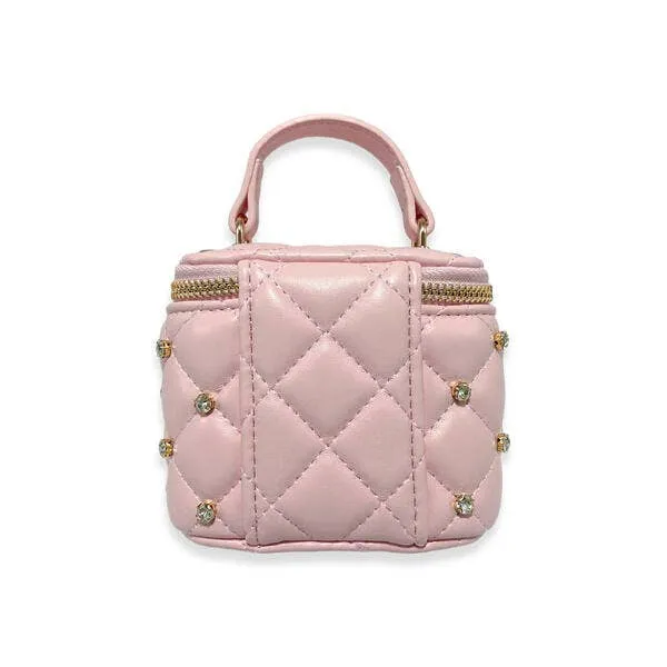 B1341 Embellished Vanity Quilted Purse (5 Colors): DARK PINK